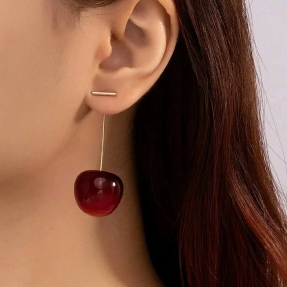 ANTHROPOLOGIE DARK CHERRY DROP EARRINGS 2